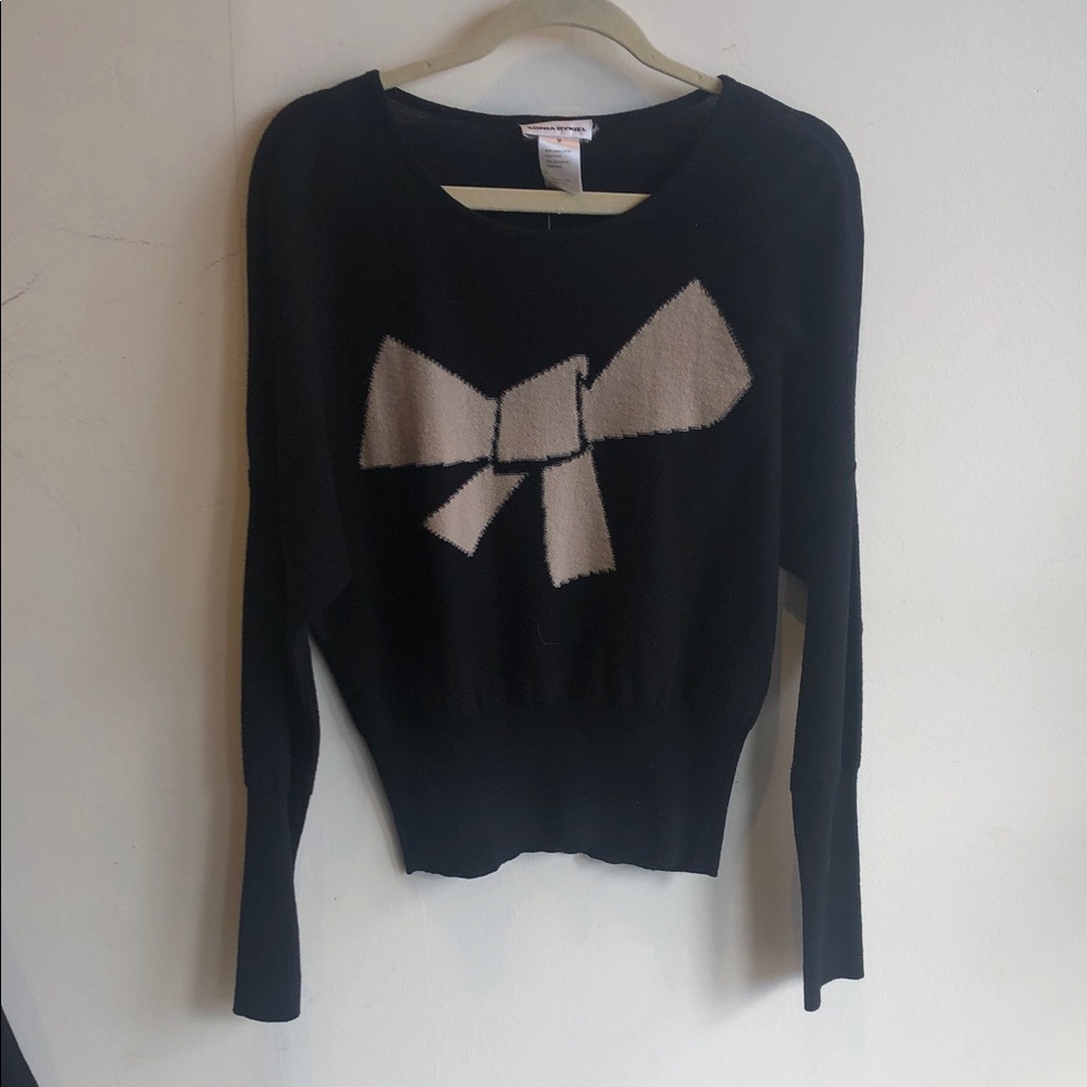 Sonia Rykiel Black Sweater with Bow Accent